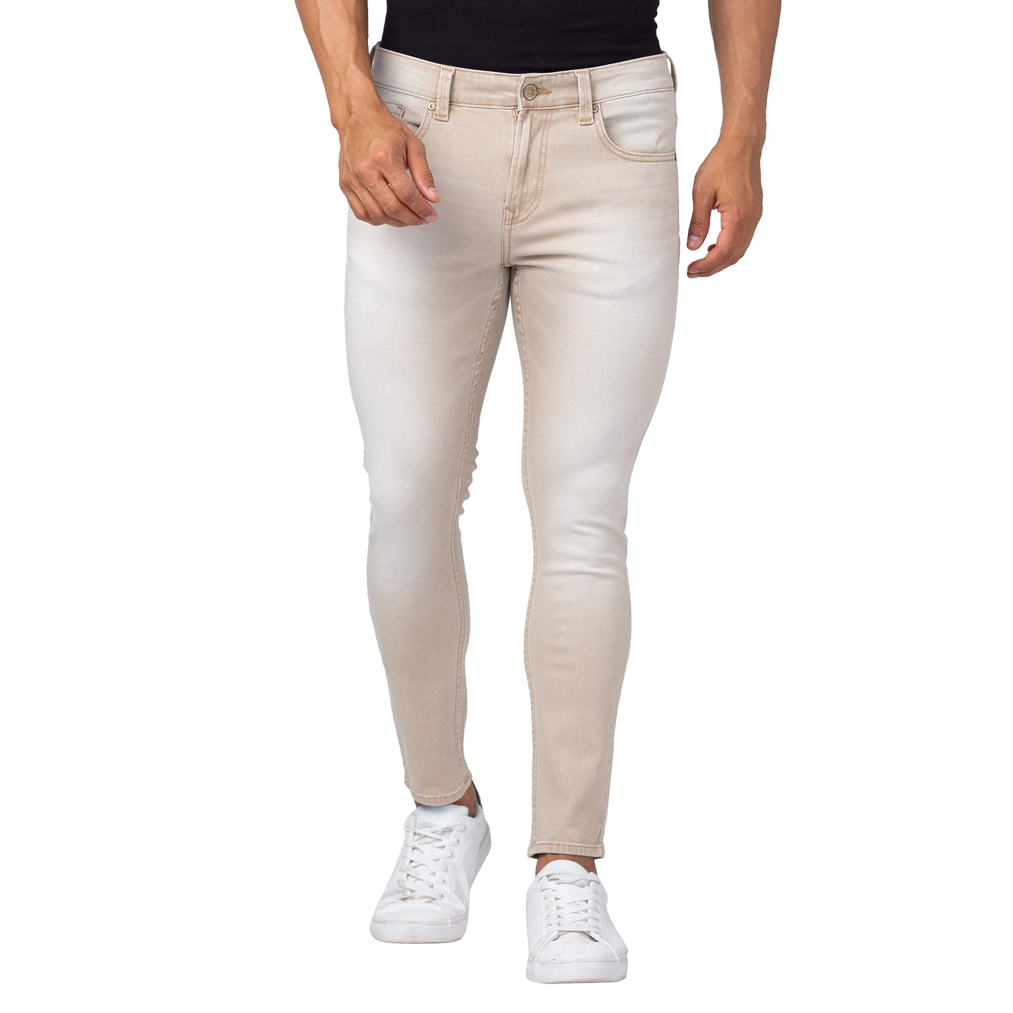 spykar Men Light Sand Cotton Slim Fit Tapered Length Jeans (Kano)-picture-37