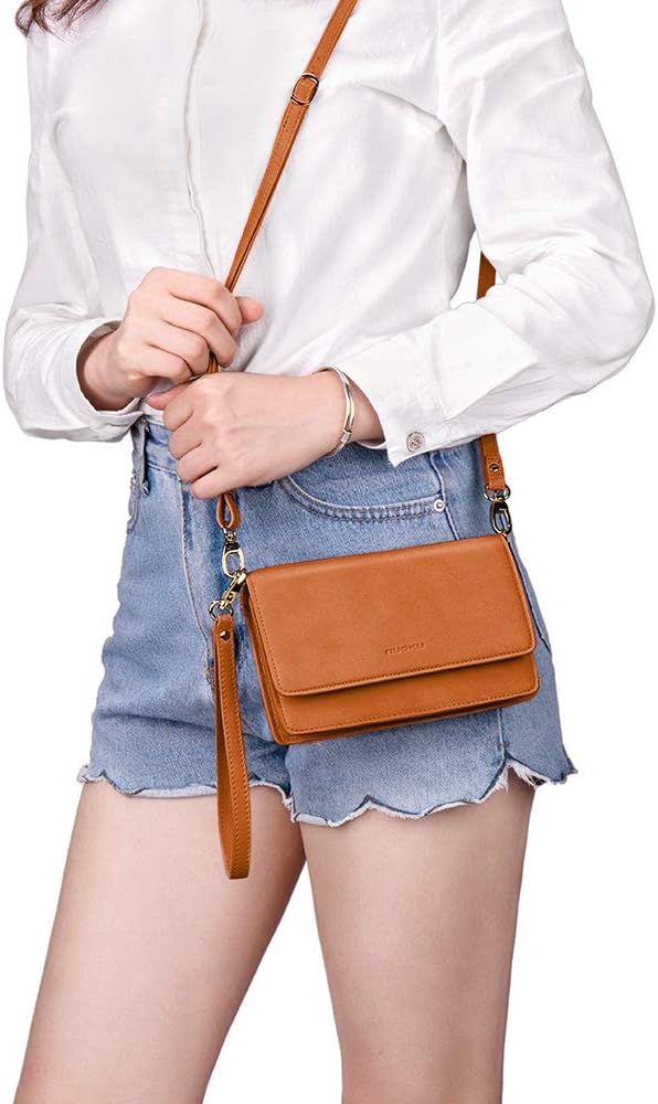 nuoku Women Small Crossbody Bag Cellphone Purse Wallet with RFID Card Slots 2 Straps - Image 2