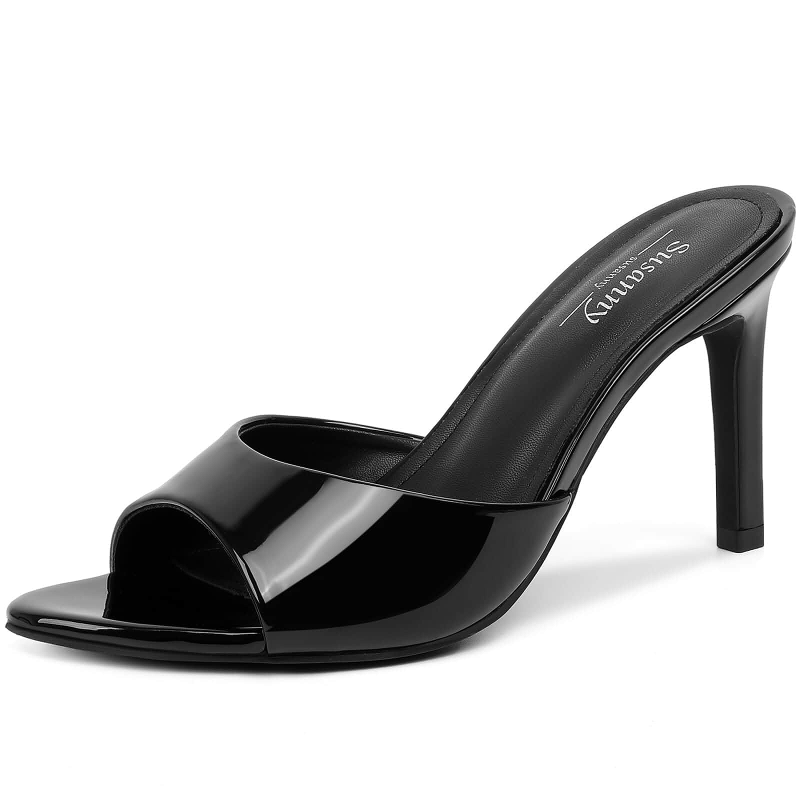Susanny Women's Sandals Heels Mule High Heels Pointed Open Toe Sandals Sexy Slip on Heeled Summer Casual Wedding Prom Party Comfortable Dressy Shoes