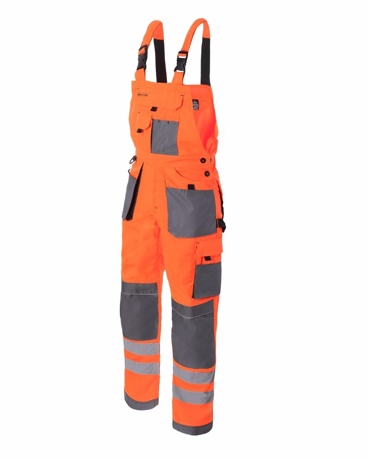 Leber&Hollman Arbeitslatzhose Arbeitshose Sicherheitshose Warnhose Latzhose Warnbekleidung 2 Farben (LH-FMNX-B) (54, orange)