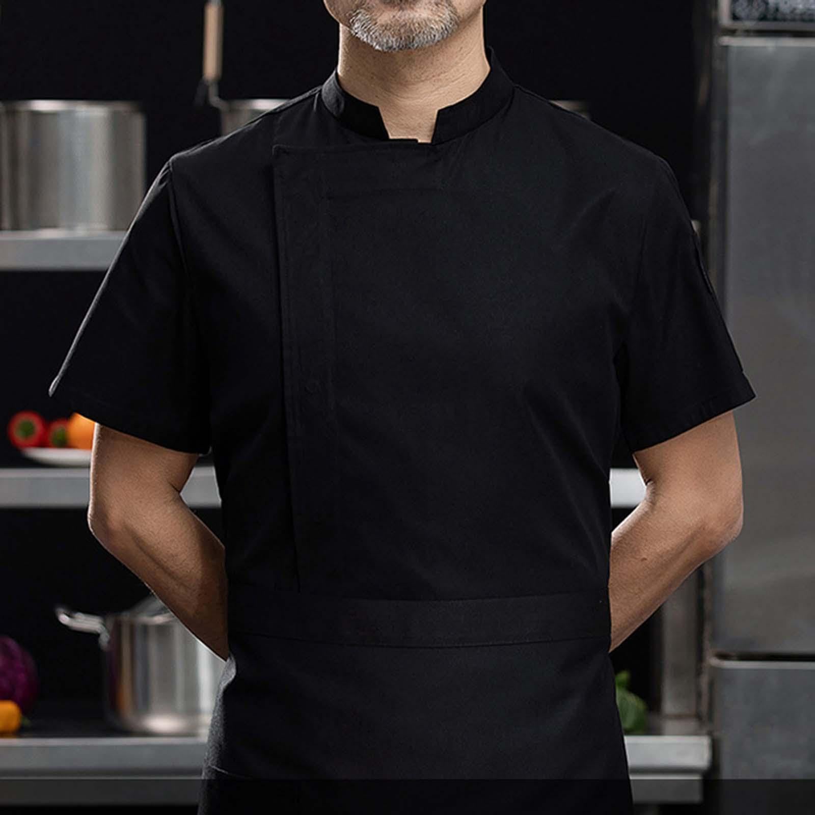 kowaku 2x Chef Coat Manga Corta Unisex Camarero Camarera Ropa con Bolsillo Cómodo Botón a Presión Chaqueta para Cocina Café Panadería Industria