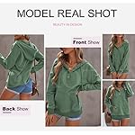 Dokotoo Womens 2025 Hoodies Button Collar Drawstring Hooded Pullover Sweatshirt Casual Long Sleeve Tops Shirts - Image 4
