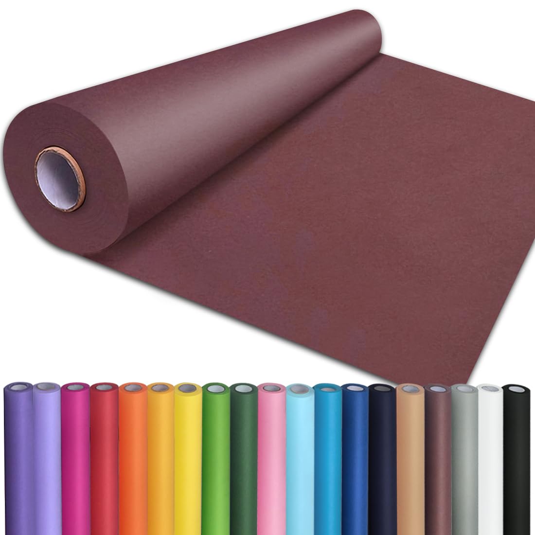 perkhomy 24" x 1,440" (120') wine red kraft paper roll for craft bulletin board paper art table covering crafting gift wrapping bouquet packing parcel 80gsm 55lb (wine red, 24" x 120')