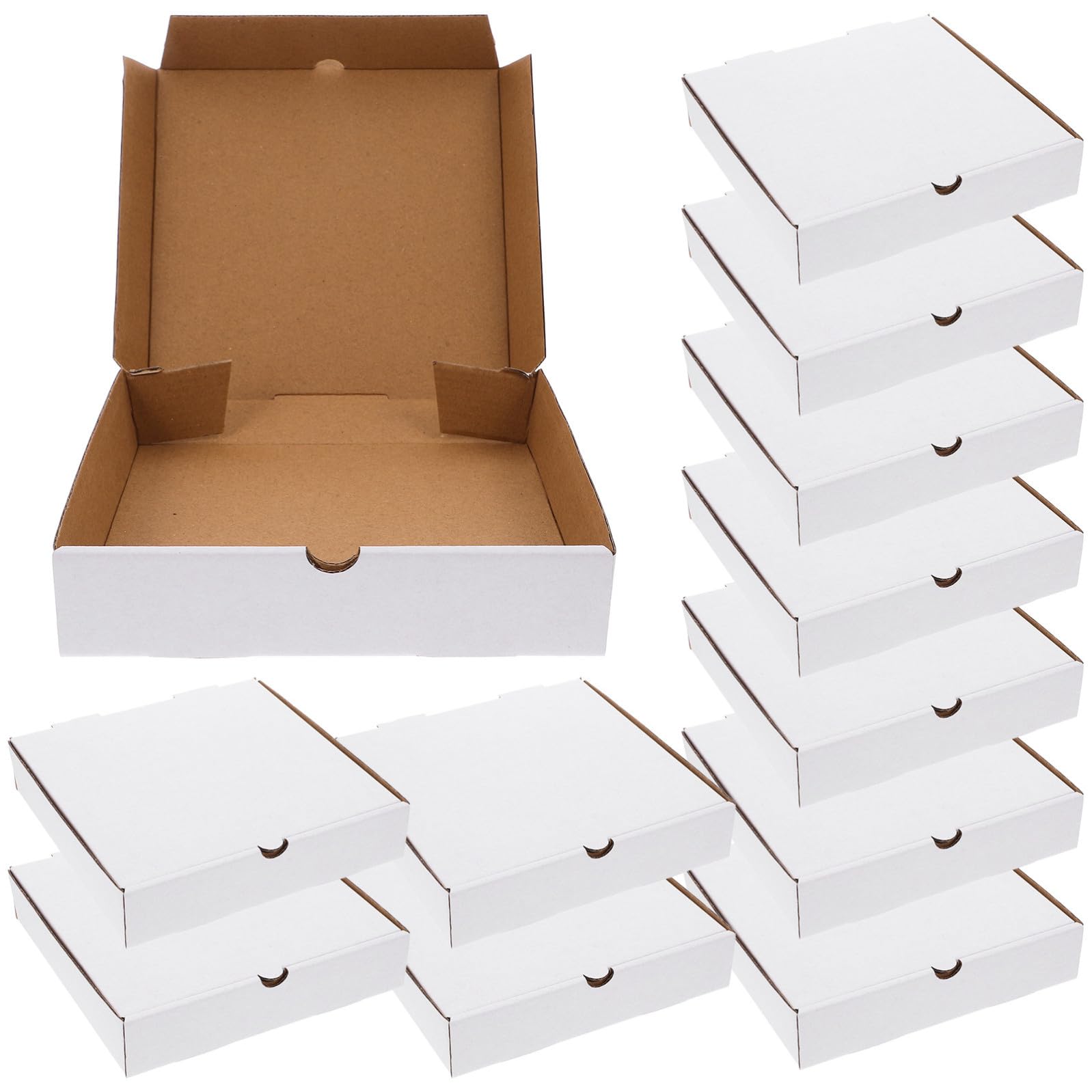 UPKOCH Scatole per Pizza Riciclabili e Sicure per Alimenti 30 Pezzi in Cartone Kraft Bianco Confezioni Ondulate Piccole per Consegna e Asporto Pizza