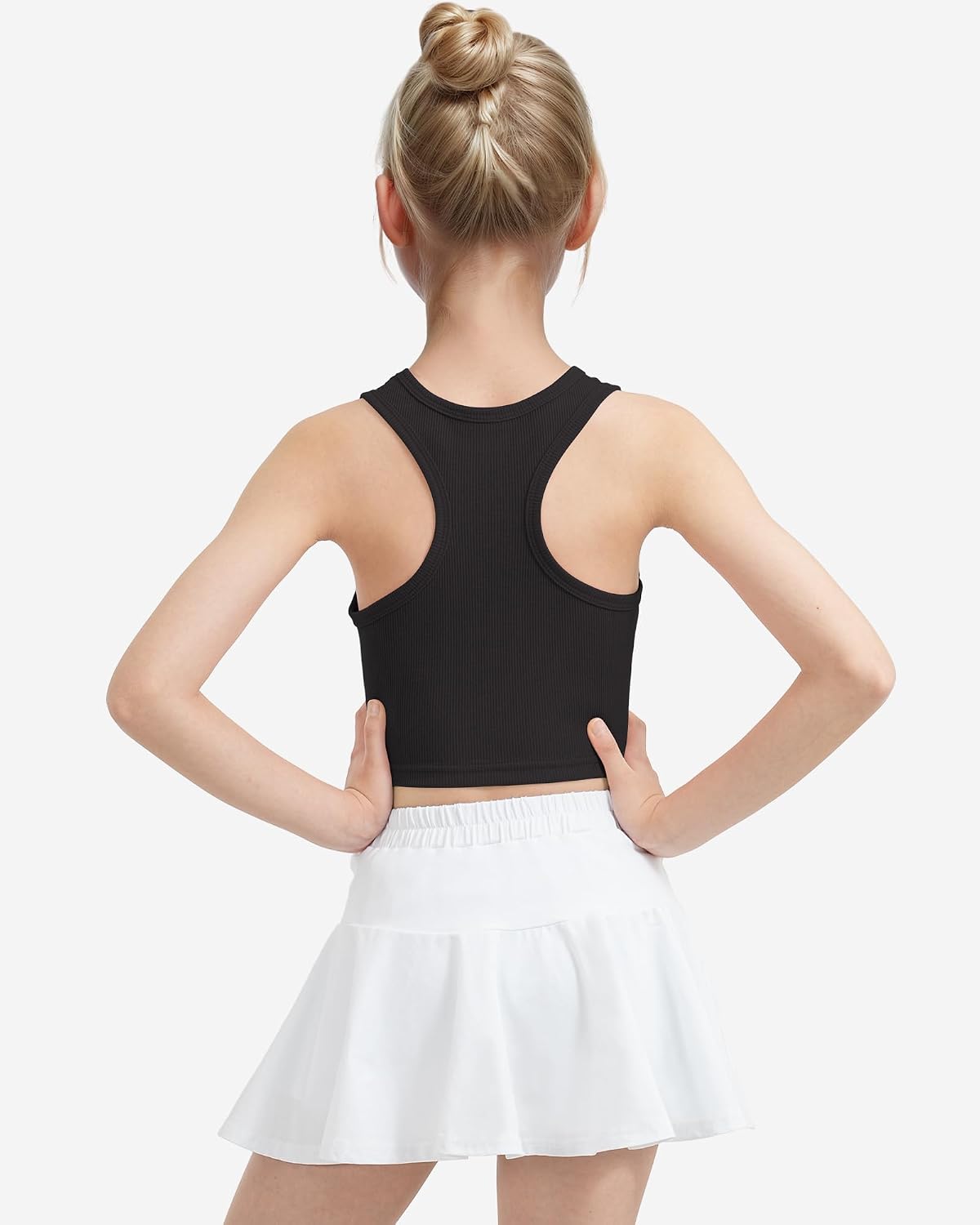 Auranso Girls Tank Tops 2 Pack Ribbed Knit Sleeveless Crop Tops for Kids