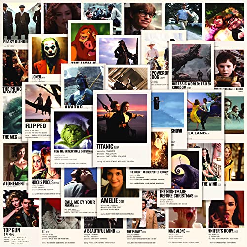 Tacomexi Juego de 50 pegatinas de Película clásica para decorar la pared de 4,5 x 6 cm, para collage de películas