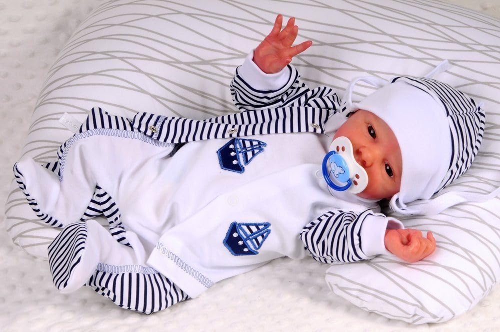 Strampler Jäckchen & Mütze Set Baby Anzug 3tlg 44 50 56 62 68 74