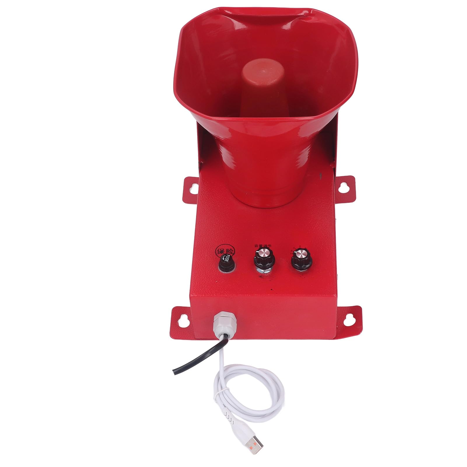 DAUZ Sirena Estroboscópica para Exteriores, Volumen Ajustable, Protección IP65, Alarma de Luz Sonora de 180dB con Puerto USB para Emergencia (Enchufe Europeo 220V)