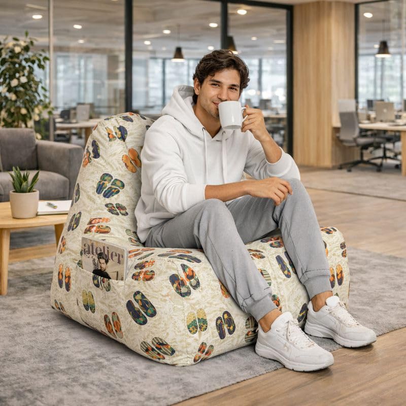 Image of Style Homez Hackey Cotton Canvas Abstract Printed Bean Bag XXL Size Filled with Beans Fillersr
