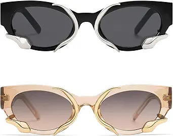 Trendy Sunglasses for Women Men Vintage Narrow Cateye Metal Snake Sunnie Y2k Accessories AP3621