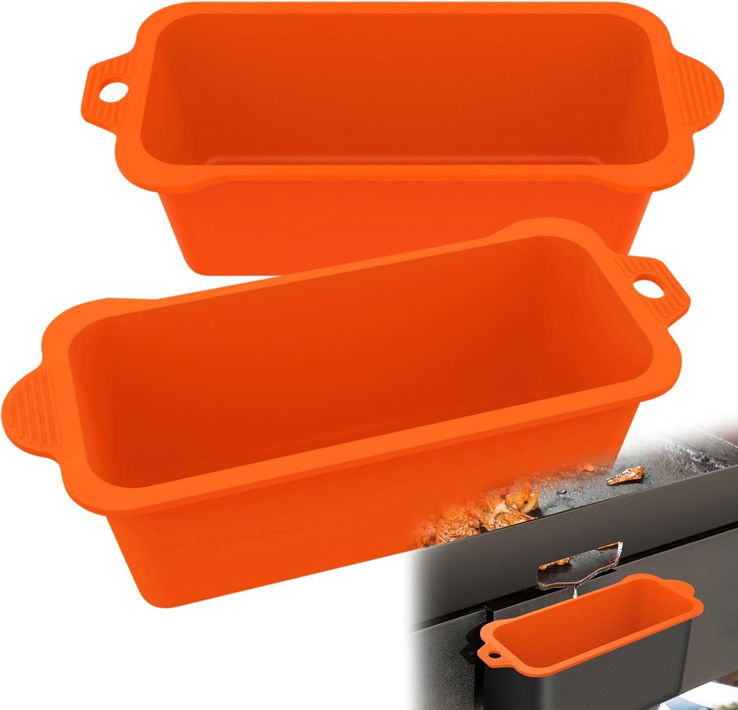 2 Pack Reusable Silicone Grease Cup Liners for Blackstone Griddle,Reusable Grease Catcher Cup Liner Grill Grease Tray,Durable Drip Pans, for Blackstone Griddle (Orange)