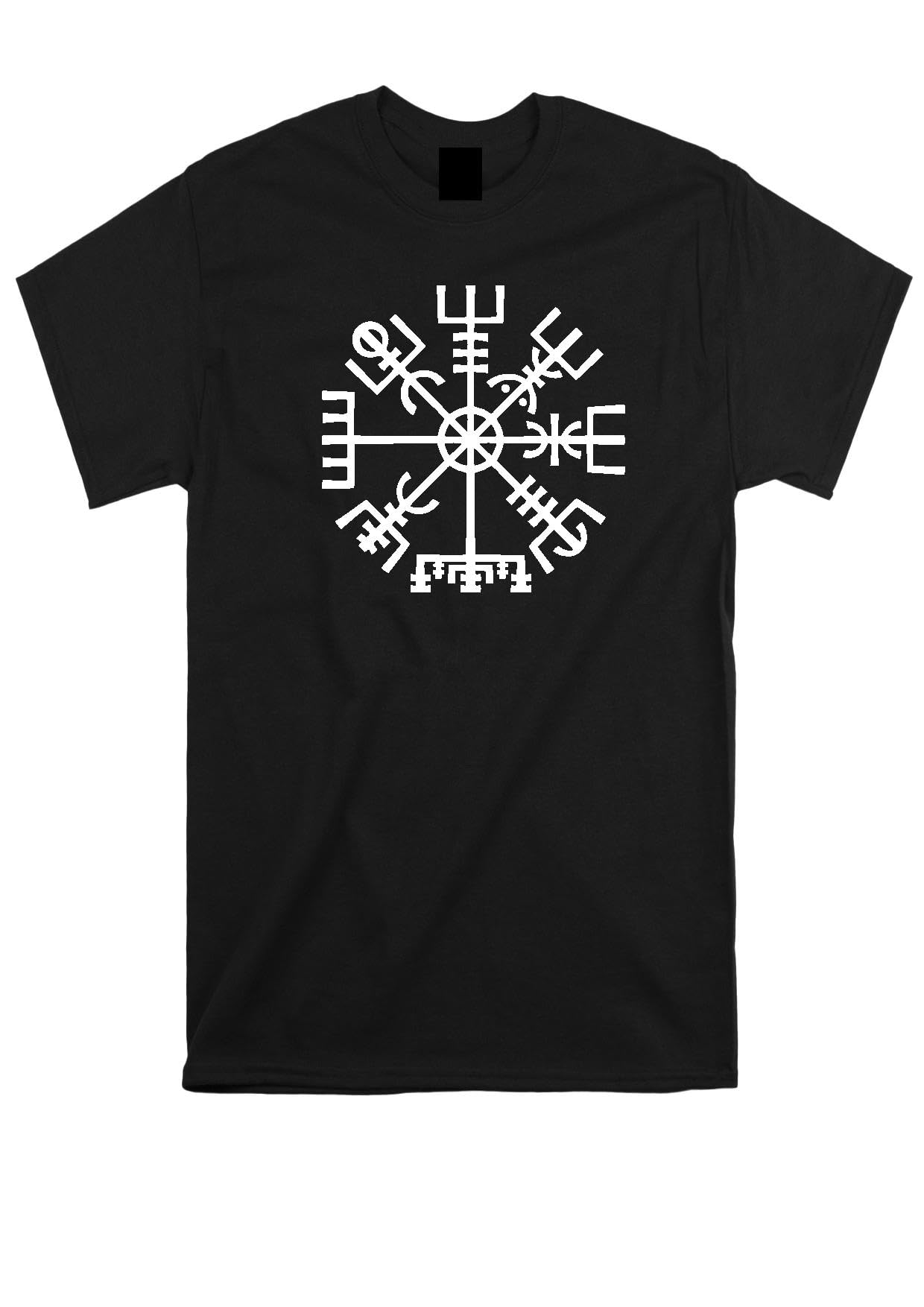 Danni Rose Men's Black Viking Compass T-Shirt Vegvisir The Norse Symbol Tee Top (Medium)