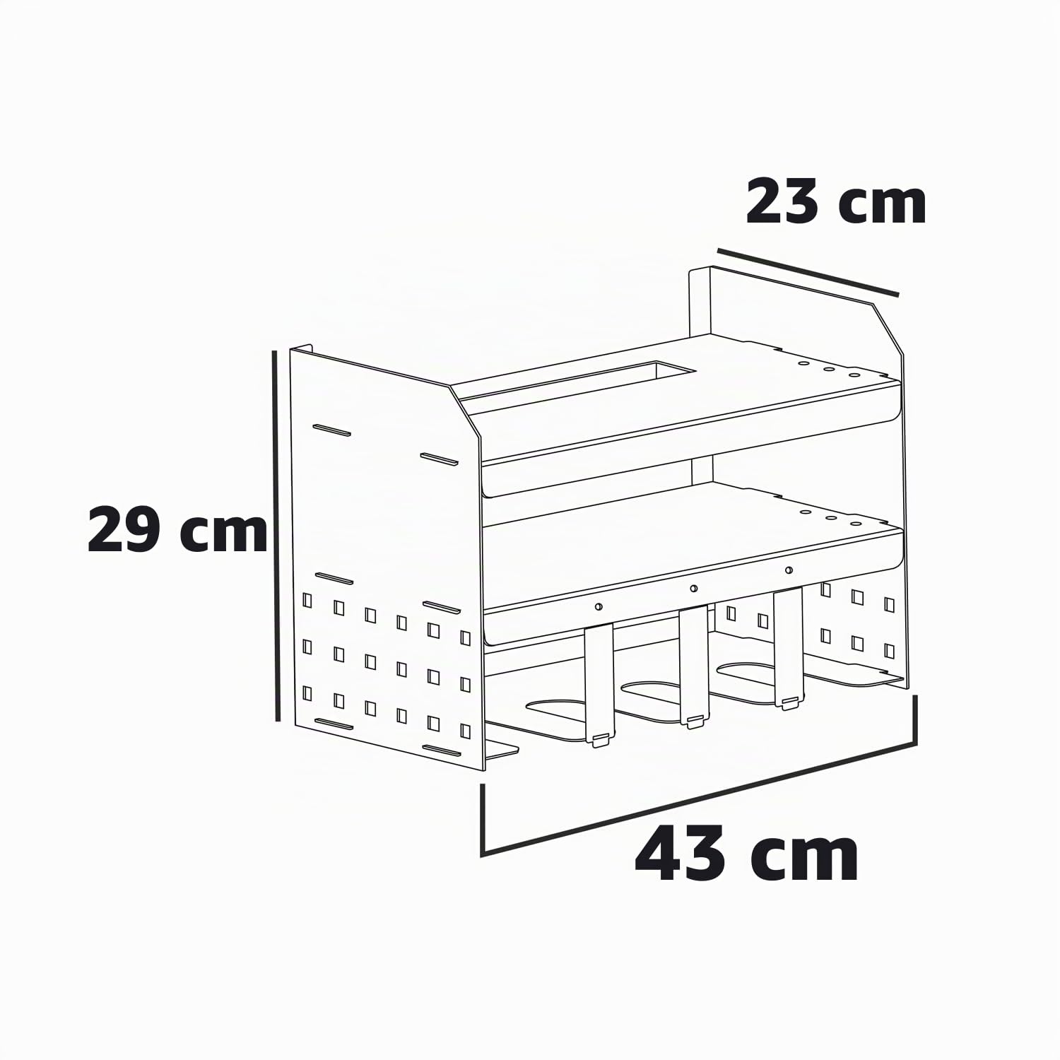 BOUDECH Taka Étagère à outils de garage en acier organisateur 2 étagères pour outils électriques support mural pour perceuses, pointes et tournevis