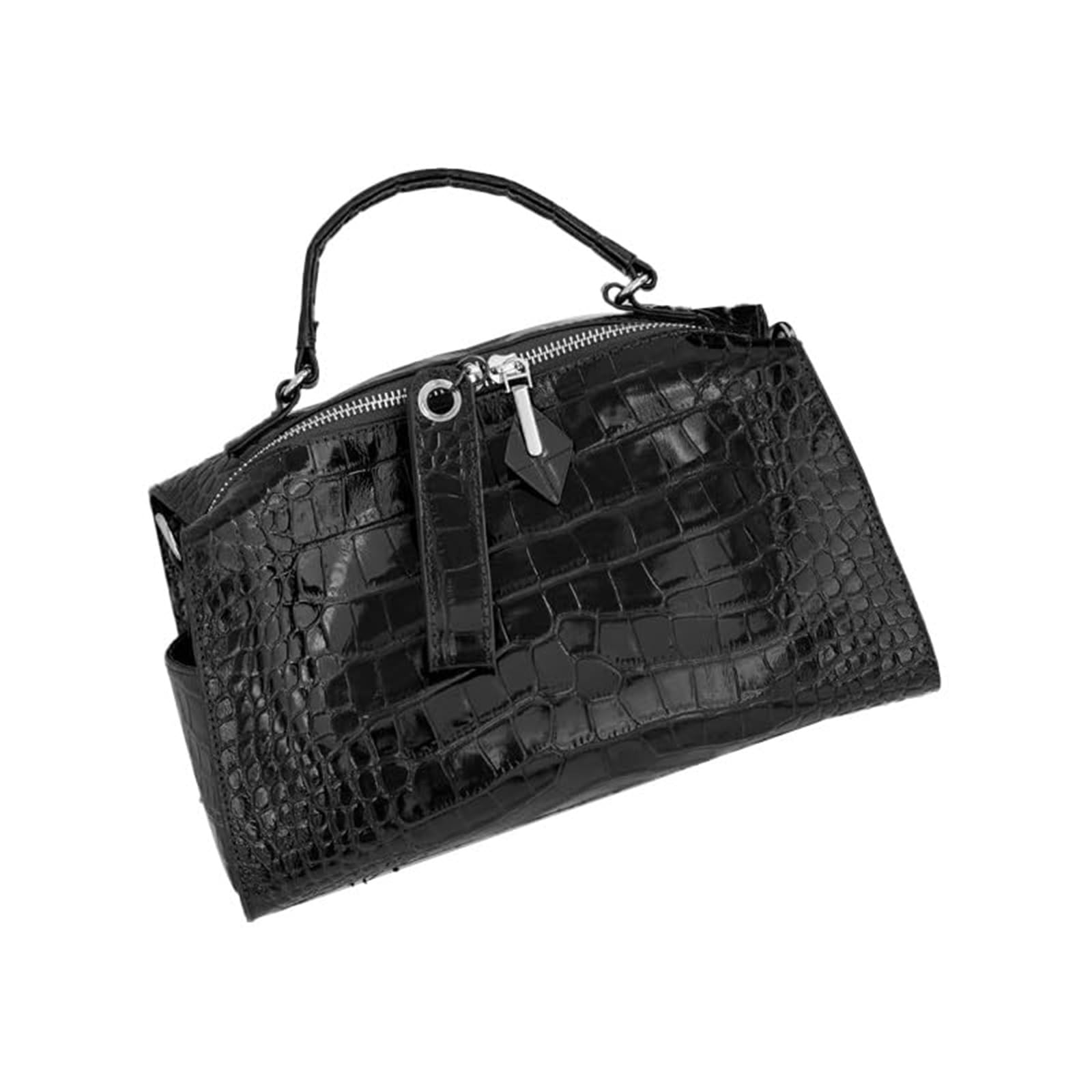 Bolso De Cuero Genuino, Bandolera Con Cremallera