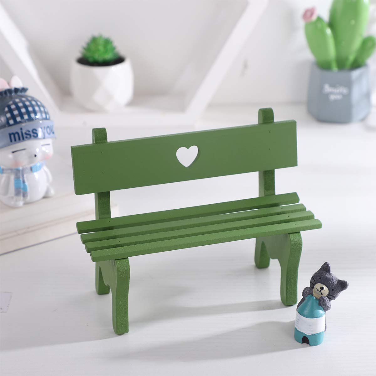 Mini Banc Bois Maison Poupée Miniature Banc Jardin En Bois HEMOTON - Décoration Maison De Poupée - Accessoire Décoratif Créatif Petit Banc