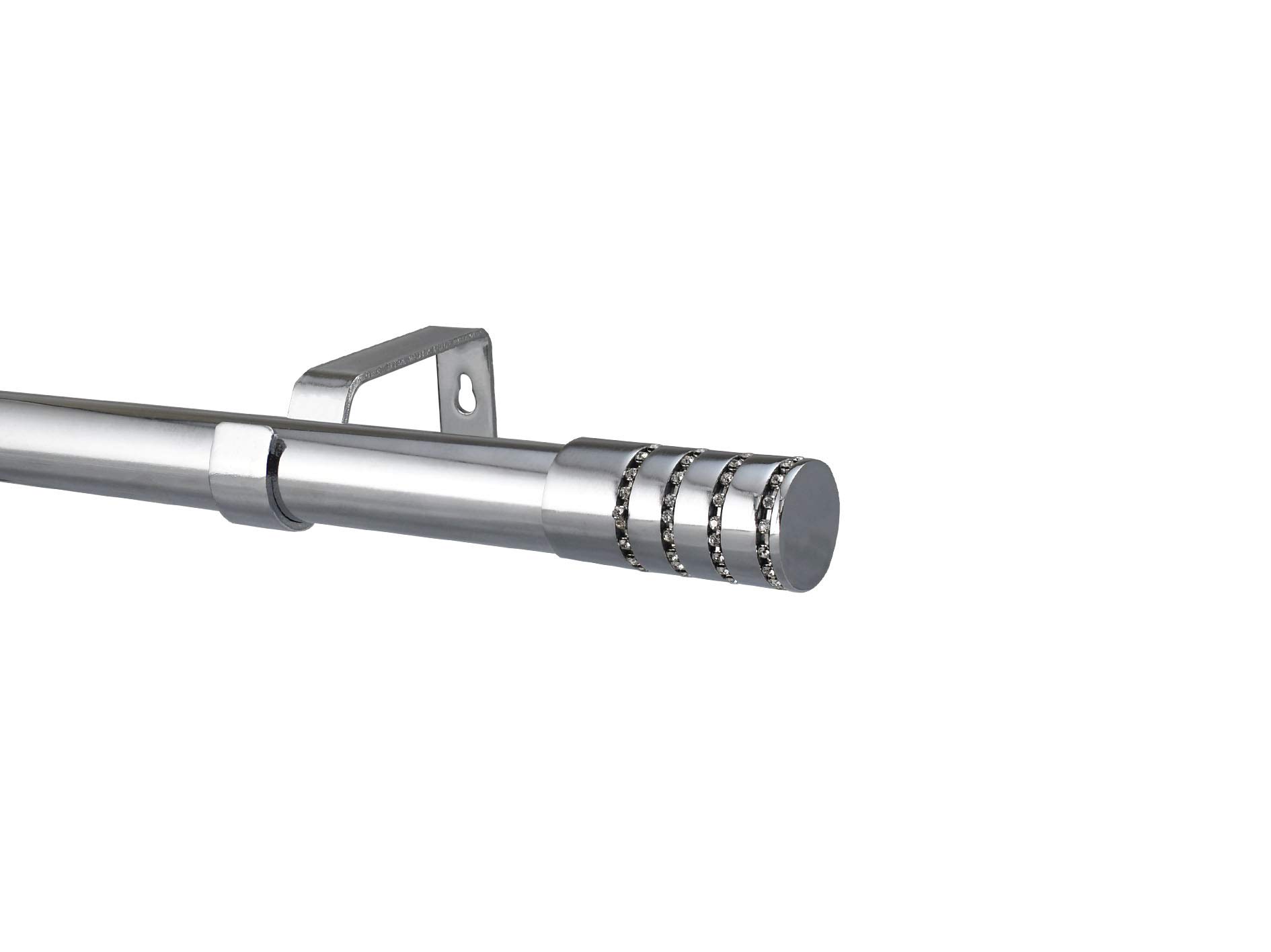 YHO Chrome Extendable Metal Curtain Pole Rod Various Finials 28mm Diameter (Malmo Finial, 0.7m - 1.2m Without Rings)