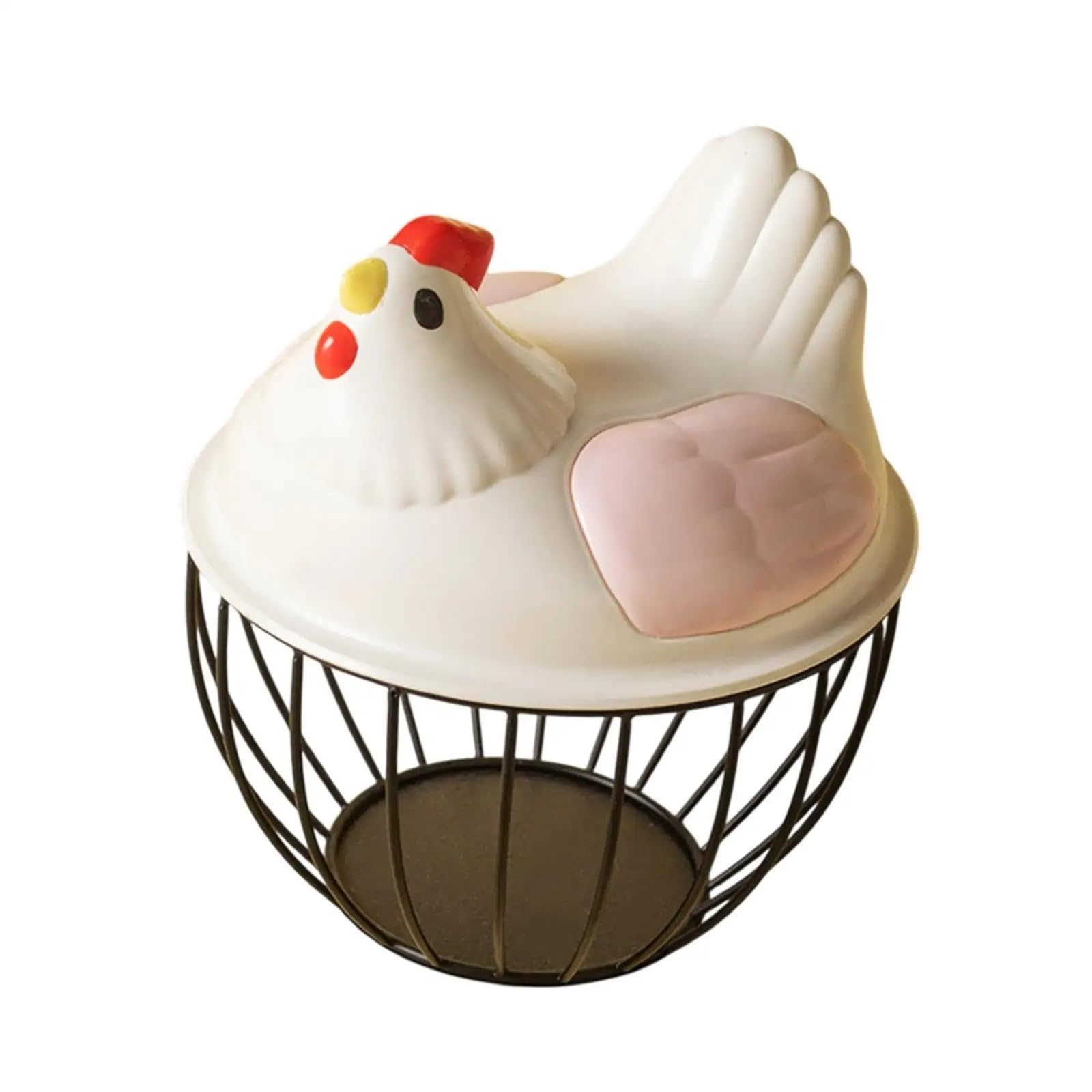 egg basket, Metal Wire Basket For Storing Chicken Eggs, Portable Holder For Fresh(Pink Black Stripe)