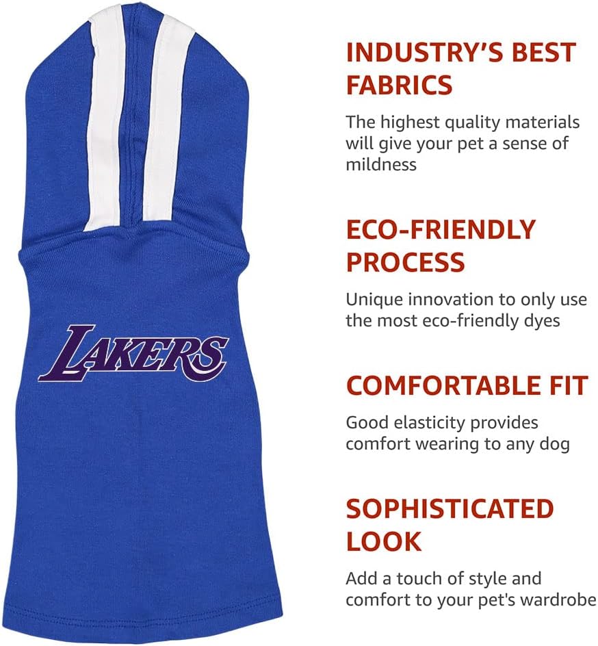 Basketball Graphic Dog Shirt with Hoodie - Print Dog Hoodie - Art Print Dog Clothing - Royal White, L