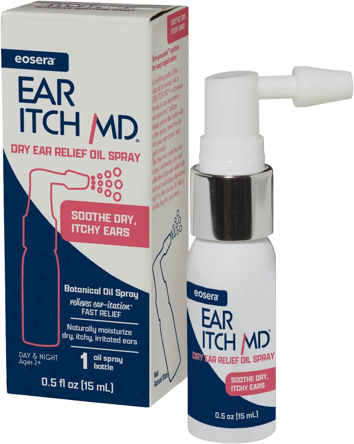 eosera Ear Itch MD - Ear Drops for Itchy Ears | Dry Ear Relief | Soothing Spray | Moisturizing Formula for Ears | Allergies, Eczema, Dermatitis, Psoriasis, Perimenopause, Menopause, Hearing Aids