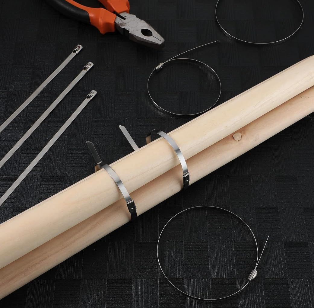 Goethe Garden Metal Cable Ties,150Pcs Stainless Steel Zip Ties,Stainless Steel Ties,Cable Ties Heavy Duty,4 Sizes of 300/250/200/150mm Metal Zip Ties,for Binding Tie,Garden Repair - Image 4