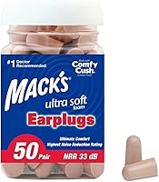 Mack's Ultra Soft Foam Earplugs 50 Pair - 33dB Highest NRR, Super Comfortable for Sleeping, Snoring, Concerts, Travel, Work | Made in USA