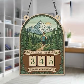 Personalized Miles Run This Year Tracker Sign - Custom Wooden Running Log Board - Yearly Mileage Progress Display - Unique Gift for Runners