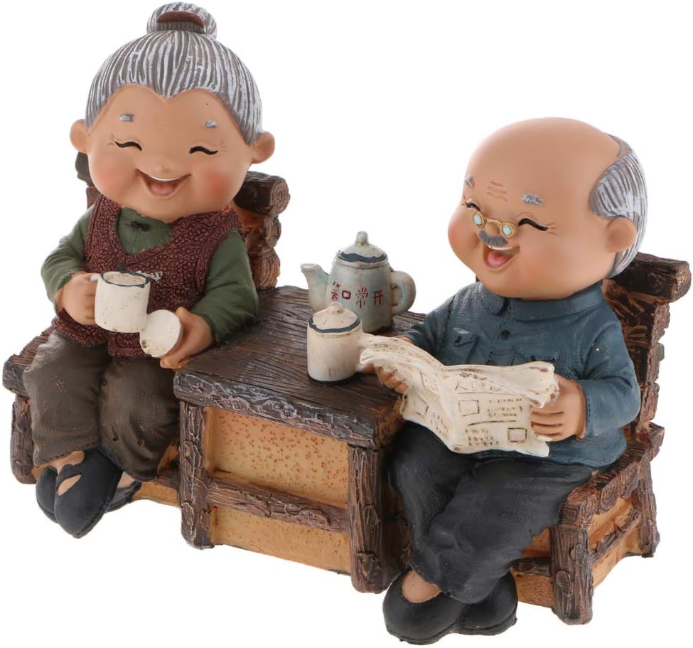 Fenteer Romantic China Old Husband And Wife Married Couple Loving Sculpture Fiugr Decoration Gift - 05 Read Newspapers, as described