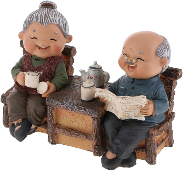 Fenteer Romantic China Old Husband And Wife Married Couple Loving Sculpture Fiugr Decoration Gift - 05 Read Newspapers, as described