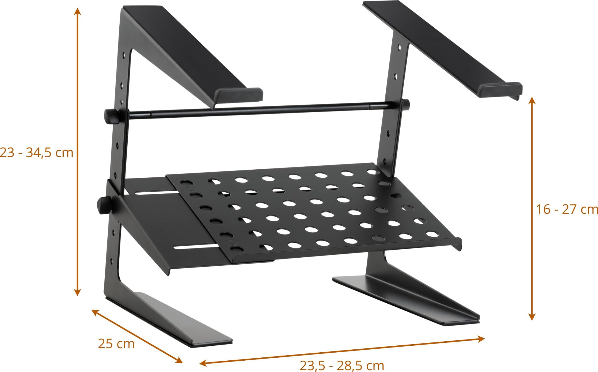 Pronomic LS-200 Deluxe Soporte para Portátil DJ Soporte para Notebook (Altura Ajustable, Superficie Adicional, Ideal para DJs y músicos, Material: Acero) Negro