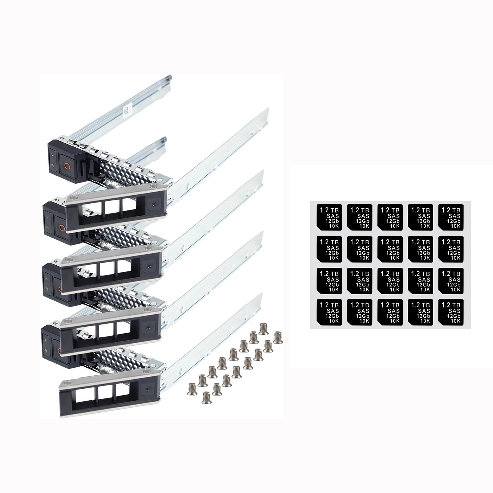 4-Pack Hard Drive Tray Caddy 3.5" DXD9H 0DXD9H with 20PCS Capacity Sticker Label