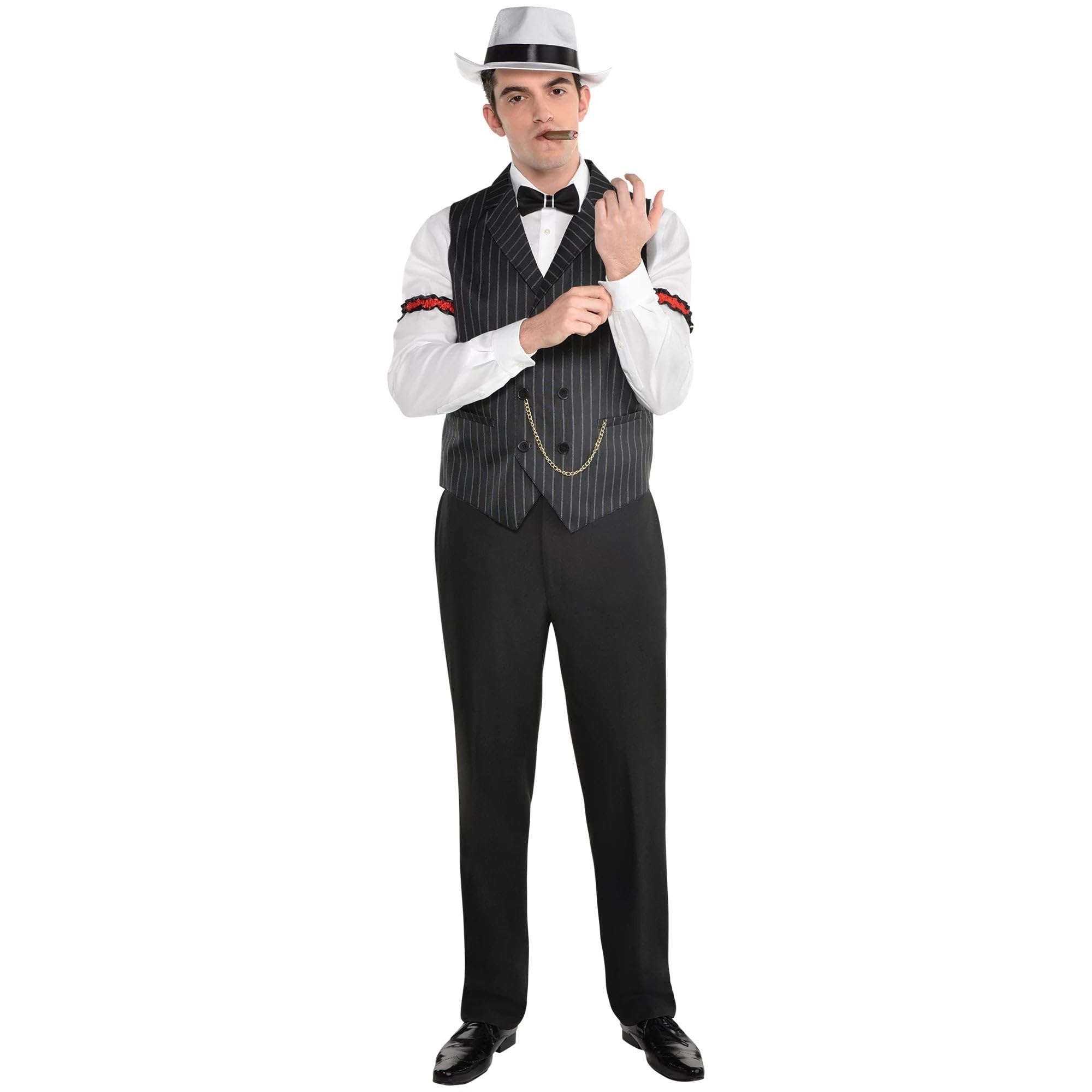 Roaring 20's Gangster Vest - Large/X-Large - Black Fabric - Perfect for Cosplay, Halloween, Role Play & Themed Events (1 Pc.)