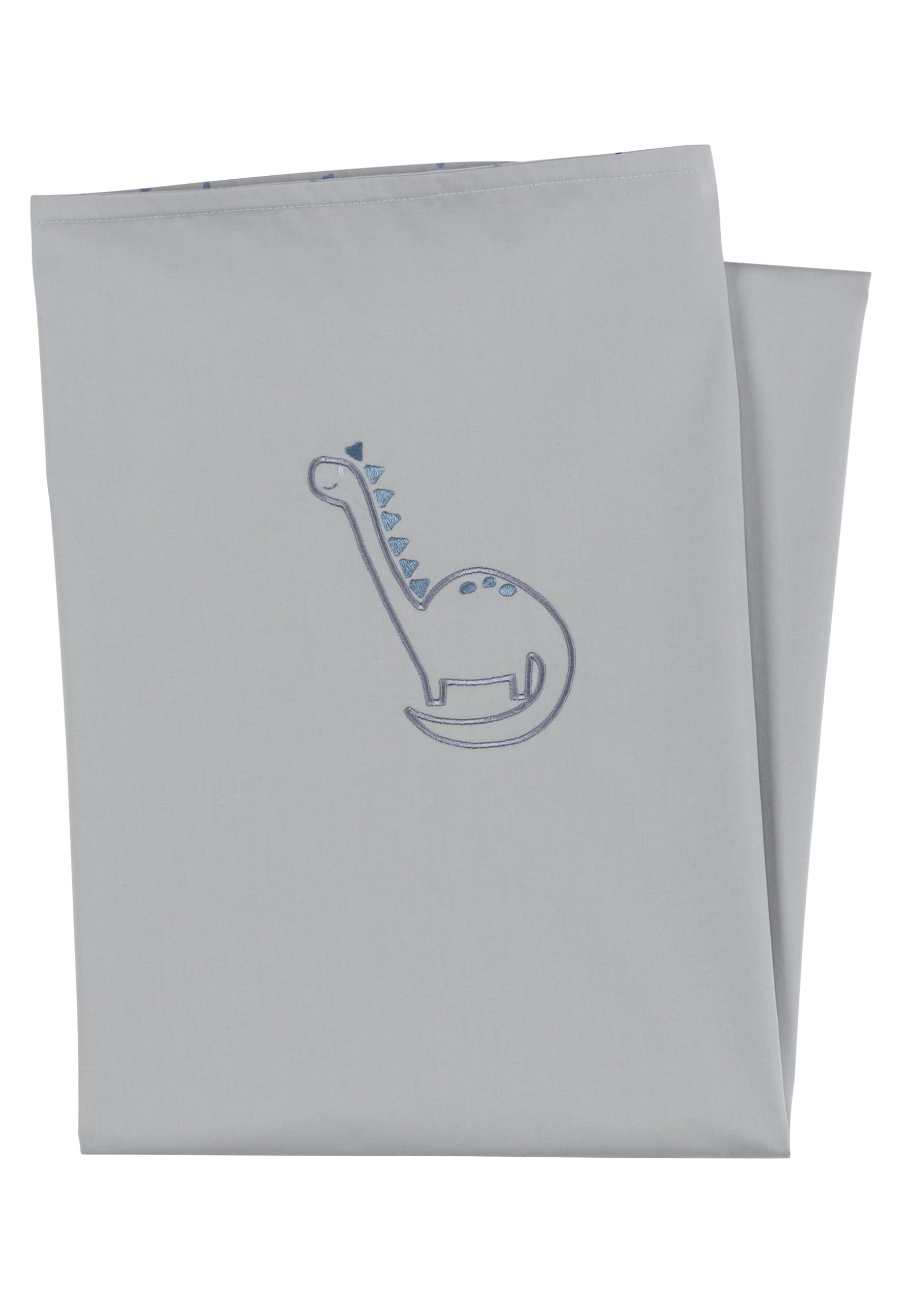 Sterntaler Babydecke UV Schutz Dino Rexi - Schmusedecke beidseitig verwendbar mit niedlicher Stickerei - weiche Kuscheldecke Baby aus Baumwollmischgewebe, graublau