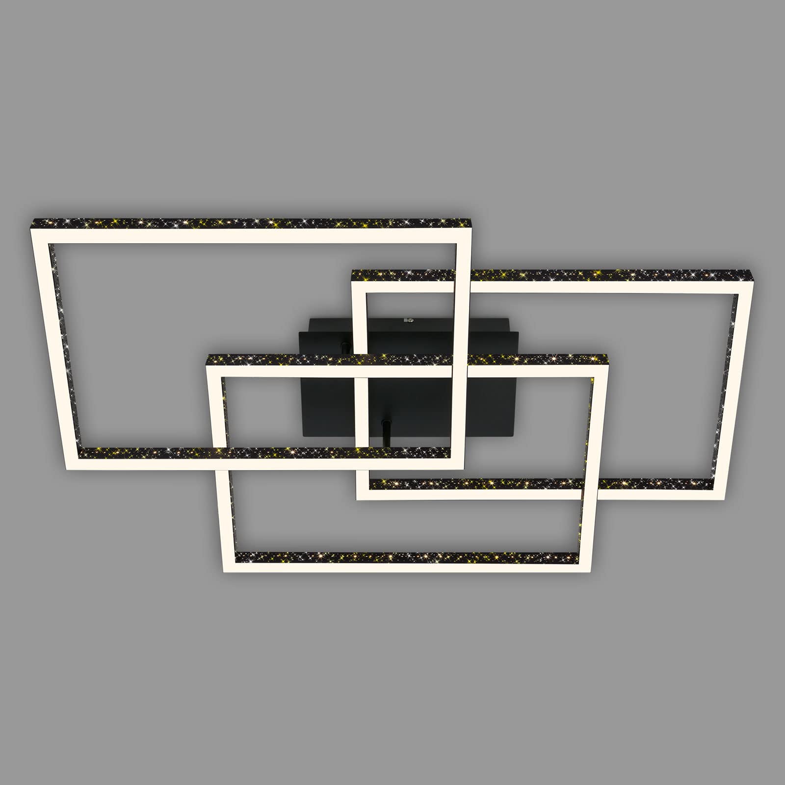 BRILONER Leuchten - LED Ceiling Light with Glitter Effect, LED Ceiling Light, Dimmable, Swivelling Warm White Light, LED Frame, Black