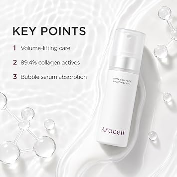 AROCELL Super Collagen Booster Bubble Serum 70ml / 2.36 fl oz Korean Face Serum Anti Aging Collagen Peptide, Firming Hydrating Wrinkle Care, Elasticity Boosting, Pore Minimizing Effect