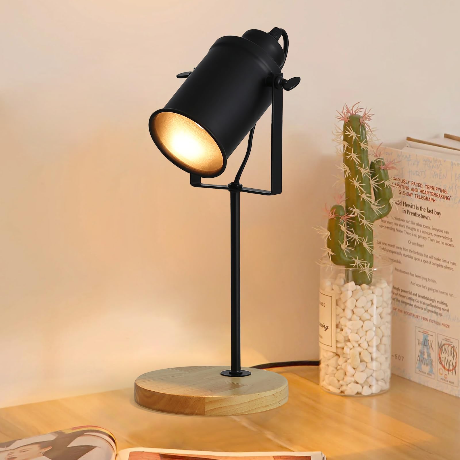 Lampe de table lampe de chevet or noir lampe de table de chambre rétro avec abat-jour en tissu