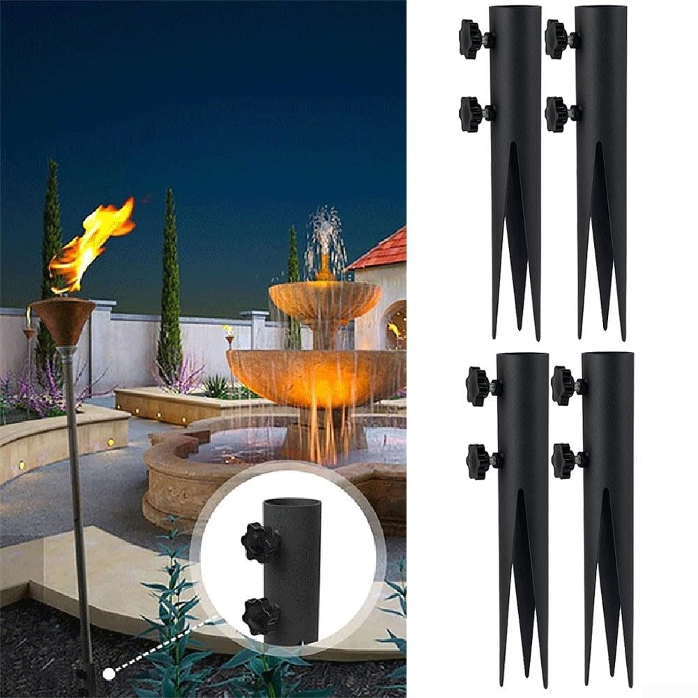 Set di 4 pali da giardino regolabili in acciaio, chiodi a luce solare adatti per giardini e cortili