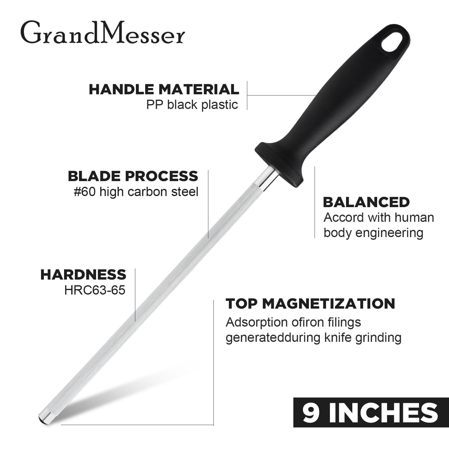 Butcher Knife, 10″ Bullnose Carving Knife & 9″ Sharpening Rod — Amazon image 5