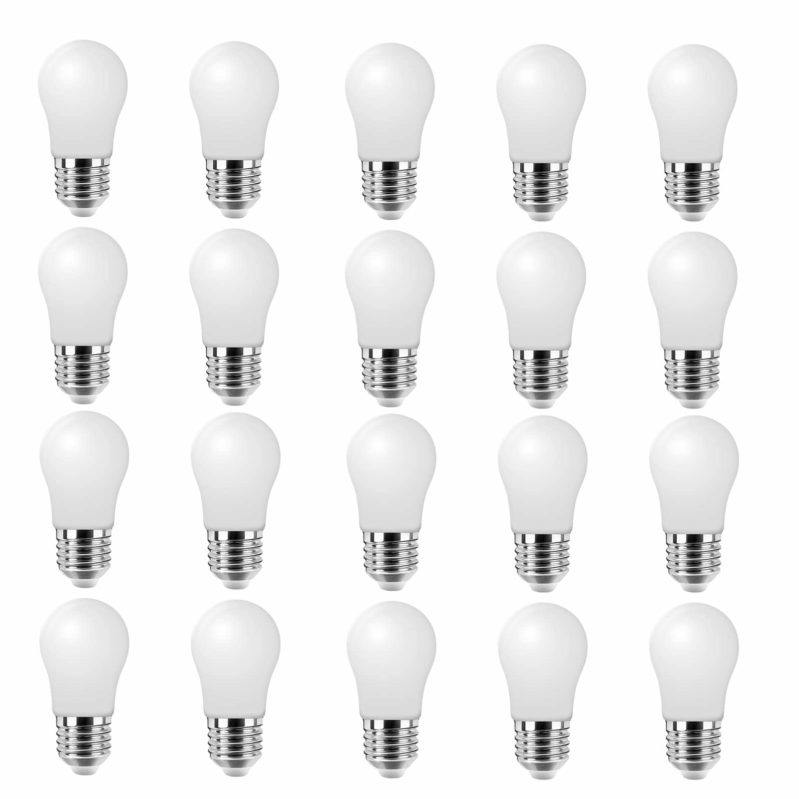 Jiotouhu e27 led Light Bulb, A50 mini Screw Bulb, Warm White 2700k, 3W is Equivalent to 30W Halogen lamp, 360° Luminous Angle, Non Dimmable, Suitable for Outdoor and Holiday Decoration, 20 Pack