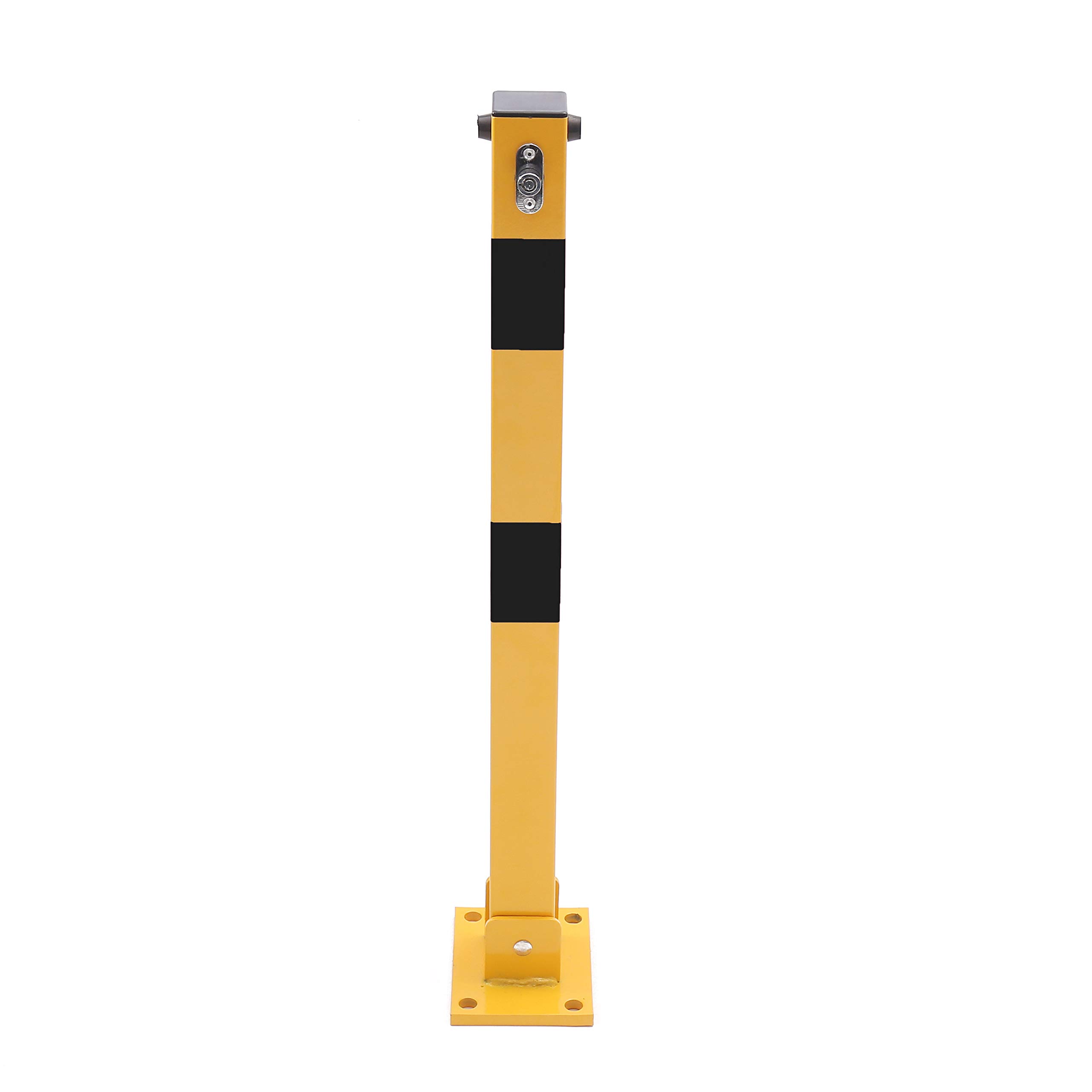TOPWAY Auto Parking Space Lock Bolder, Geel en Balck Afsluitbaar Vouw naar beneden Auto Parking Barrière Post, Privé Parking Oprit Guard Saver Blocker, Bovenste vergrendeling, 60cm Hoogte 161892