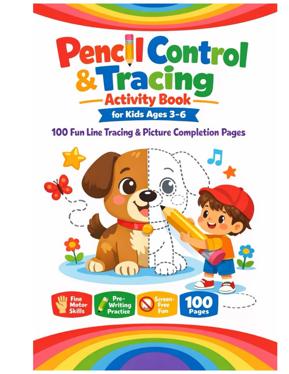 Pencil Control & Tracing Activity Book for Kids: 100 Fun Line Tracing and Picture Completion Pages