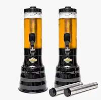 kit 2 Torre Chopp 2 L Base Giratória Copo Removível 4 Refil Preto