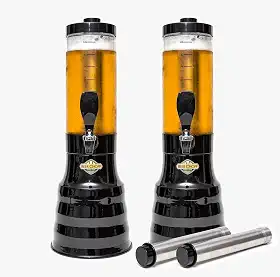 kit 2 Torre Chopp 2 L Base Giratória Copo Removível 4 Refil Preto