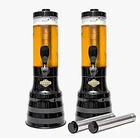 kit 2 Torre Chopp 2 L Base Giratória Copo Removível 4 Refil Preto