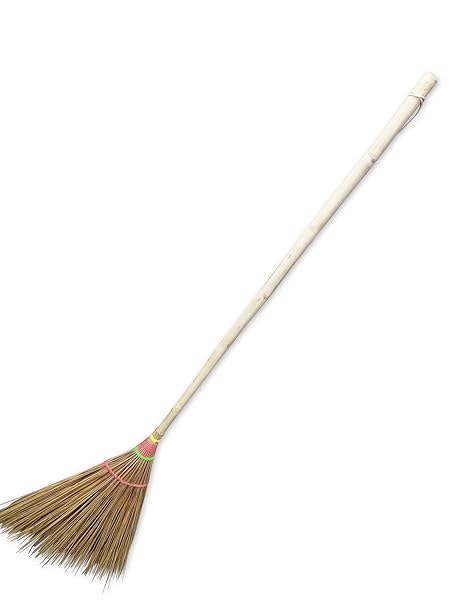 1 Pc of 105 cm (41.50) inch Tall Coconut Leaf Broom Bamboo Stick Handle Durable Broom Asian Heavy Duty Broom Thai Natural Broom