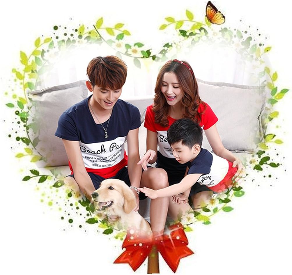 Amazon ノーブランド品 親子服 親子お揃い 夏 ペアルック レディース メンズ 子供服 親子ペア服 ママ パパ 親子 カップル お揃い ｔシャツ パンツ スカート 親子 ペアルック 上下2点セツト Happy Online ママm Tシャツ 柄a Tシャツ カットソー 通販