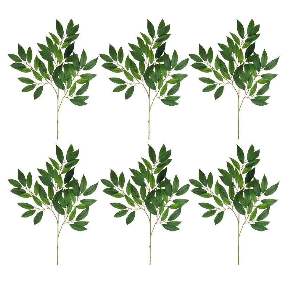 Floristrywarehouse Green Pack Of 6 Faux Silk Artificial Bay Willow Leaf Sprays 65Cm