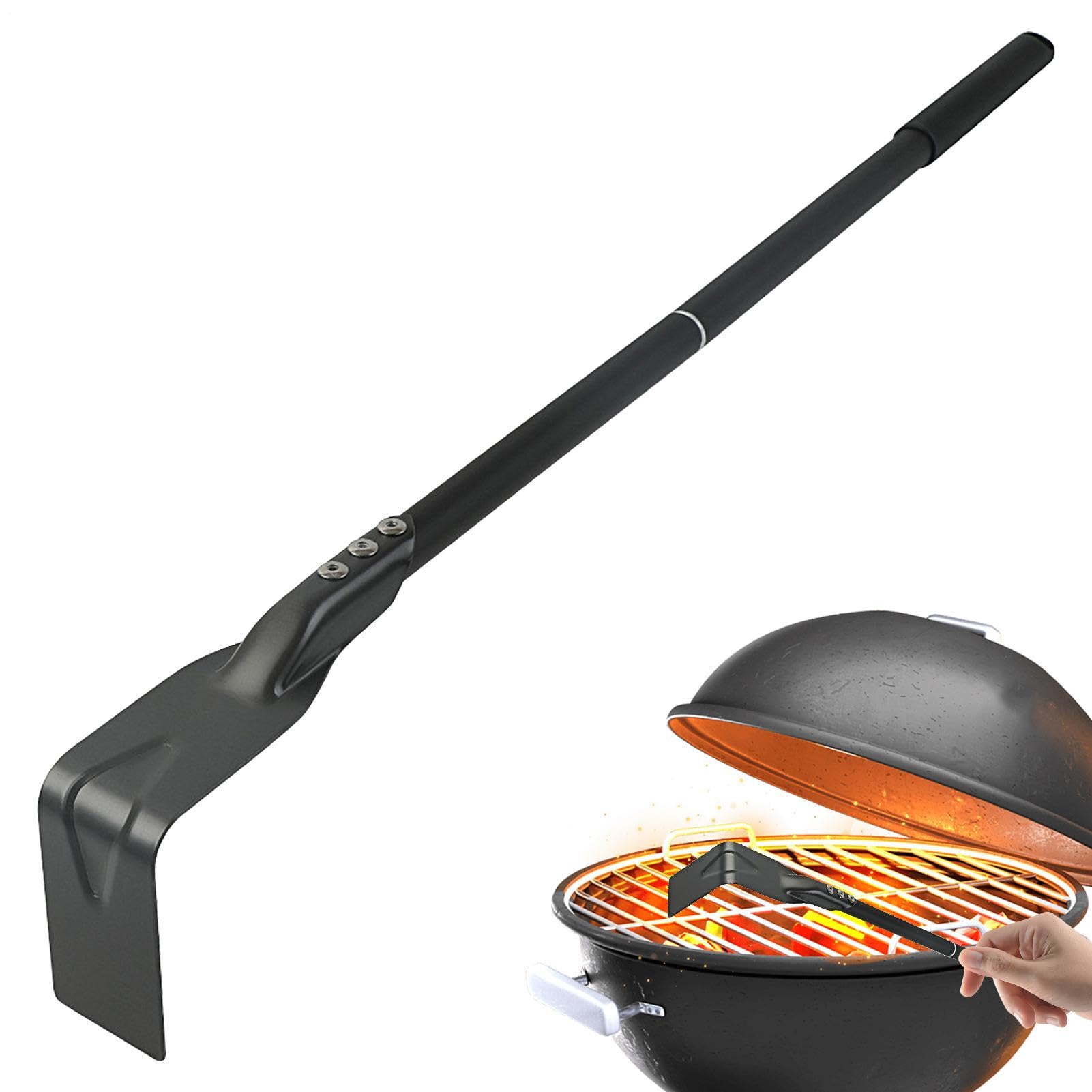Rastrillo de cenizas para horno de pizza, raspador de parrilla de carbón con mango largo, cuchara de ceniza duradera para barbacoa, herramienta de limpieza de horno para gestión de carbón, accesorios