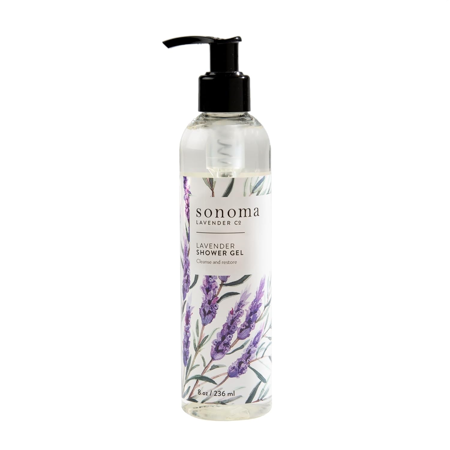 Sonoma Lavender, Lavender Shower Gel Body Wash, Natural Non-Toxic Body Soap with Nourishing Vitamins and Lavender Essential Oils, 8oz