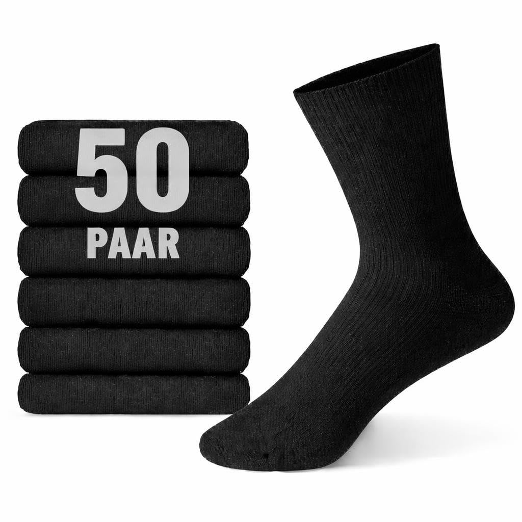 10 | 20 | 30 | 50 | 100 Paar schwarze Damen Herren Socken 100% Baumwolle