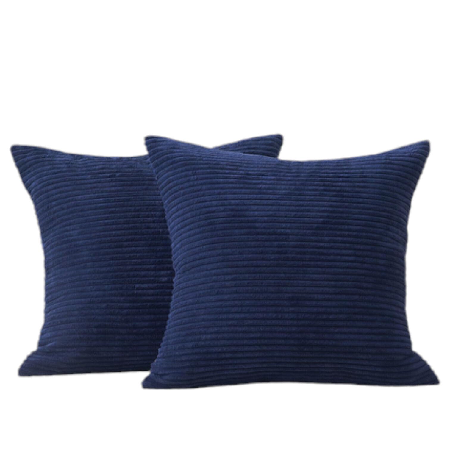 Seechoo Corduroy Cushion Covers, Set of 4, 40 x 40 cm, Plain Soft Striped, Assorted Colours (Navy Blue), 40 x 40 cm (Pack of 4) - Image 3